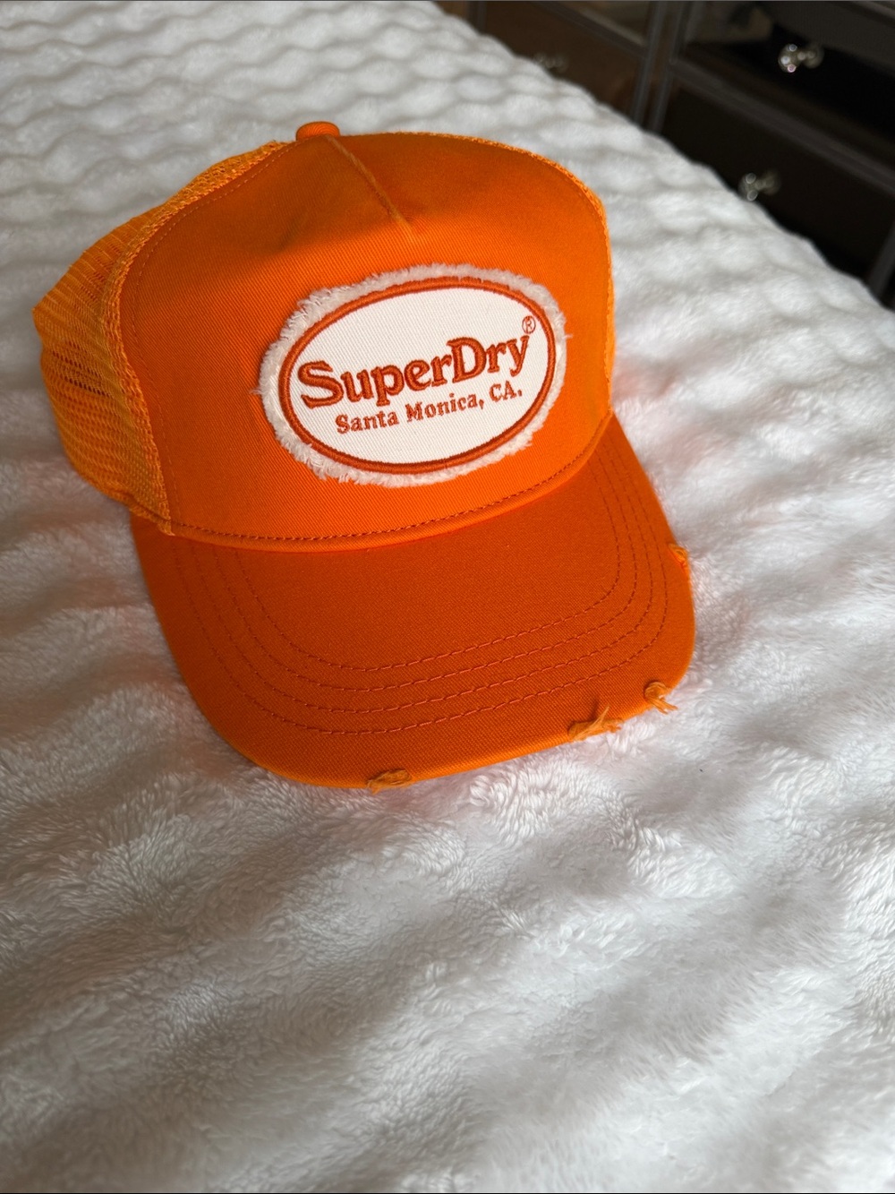 Superdry Bright Orange Mesh Logo Trucker Cap NEW NEVER WORN